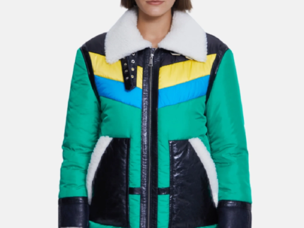 Cracked Green And Black Fur Jacket