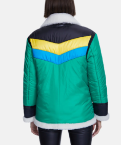 Cracked Green and Black Fur Jacket Back