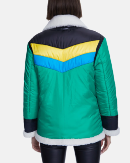 Cracked Green and Black Fur Jacket Back