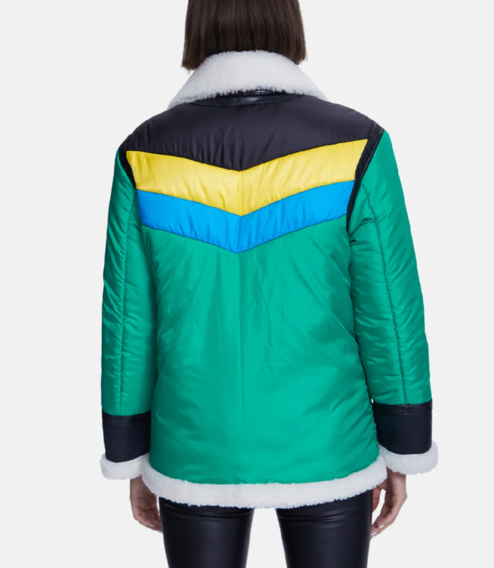 Cracked Green and Black Fur Jacket Back