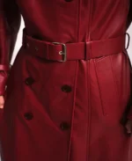 Furniq UK Leather Burgundy Trench Coat Belt - Trendy Leather Jackets