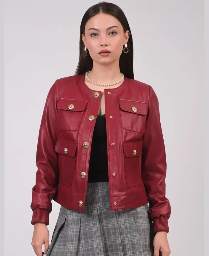 Furniq Uk Red Leather Jacket - Trendy Leather Jackets