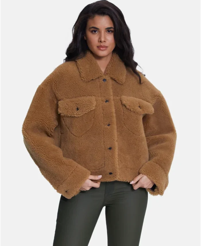 Furniq Uk Silky Brown Ginger Shearling Jacket - Trendy Leather Jackets