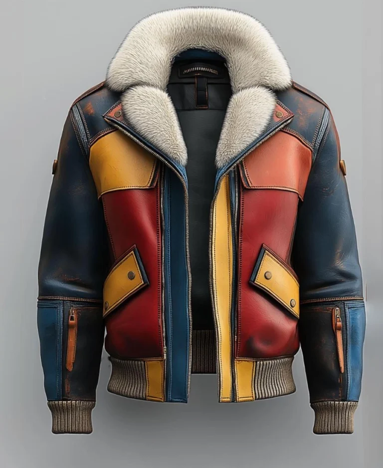 Handmade Distressed Thanksgiving Multi-Color Aviator Leather Jacket - Trendy Leather Jackets