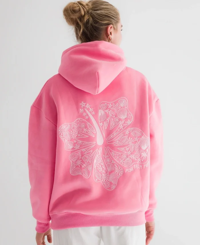 Hawaii Hibiscus Hoodie Sonic Pink - Trendy Leather Jackets