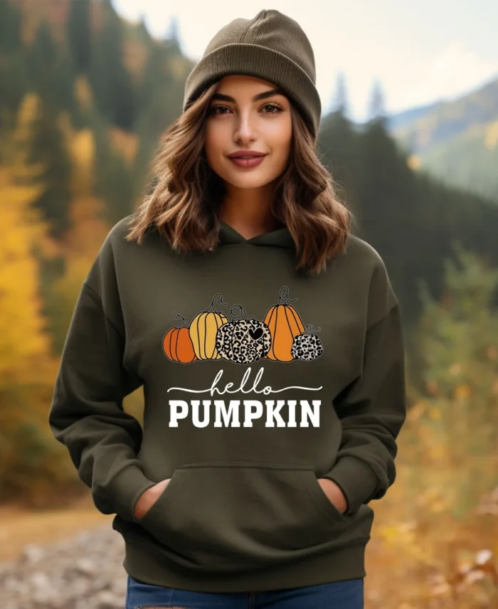 Hello Pumpkin Thanksgiving Hoodie Irish Green - Trendy Leather Jackets