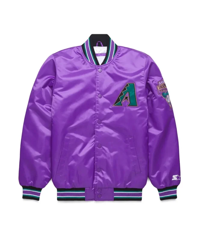 MLB Arizona Diamondbacks Classic Purple Satin Jacket - Trendy Leather Jackets