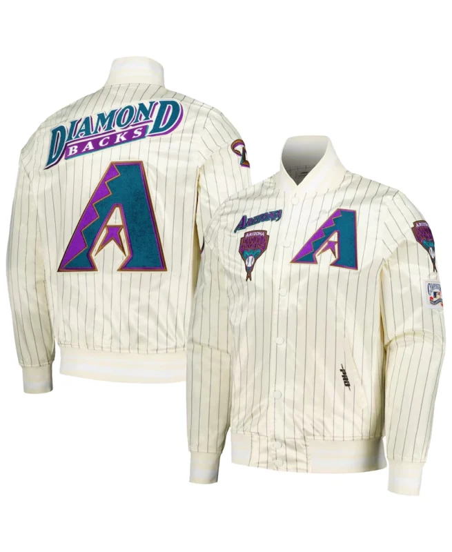 MLB Arizona Diamondbacks Cream Pinstripe Retro Classic Satin Jacket - Trendy Leather Jackets