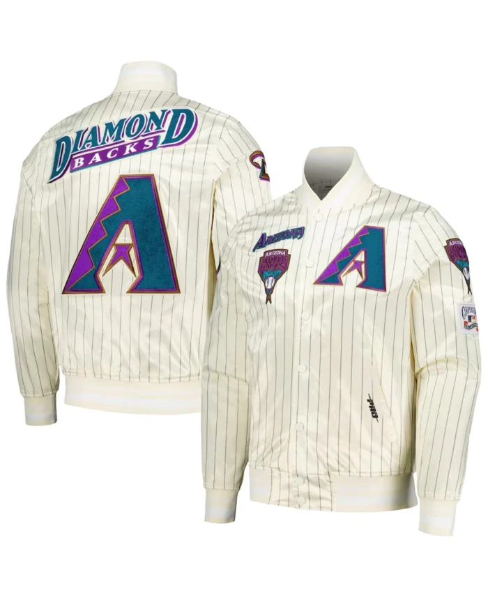 Mlb Arizona Diamondbacks Cream Pinstripe Retro Classic Satin Jacket - Trendy Leather Jackets