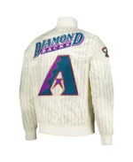 MLB Arizona Diamondbacks Cream Pinstripe Retro Classic Satin Jacket Back - Trendy Leather Jackets