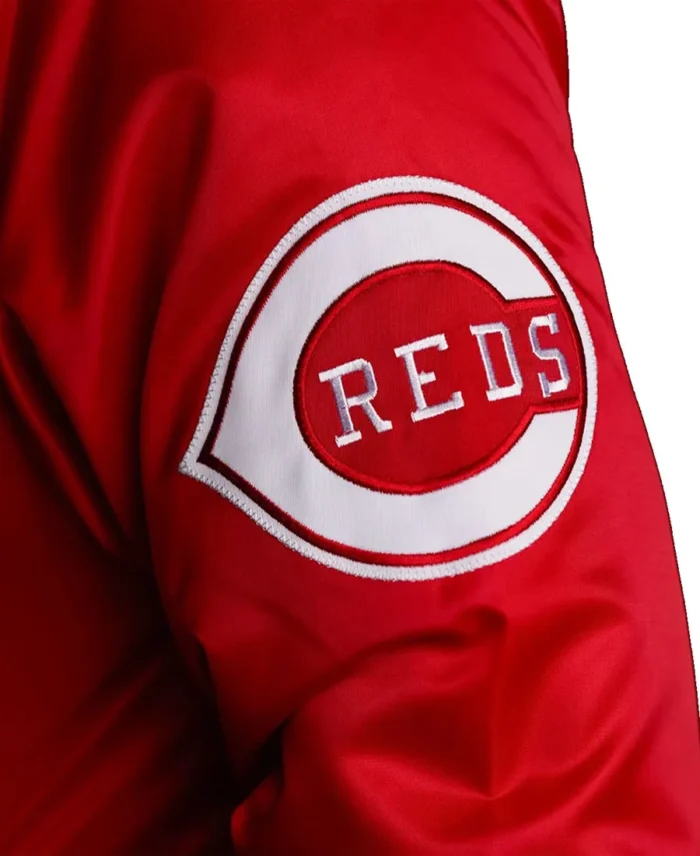 Mlb Cincinnati Reds Red Satin Jacket Sleeves - Trendy Leather Jackets