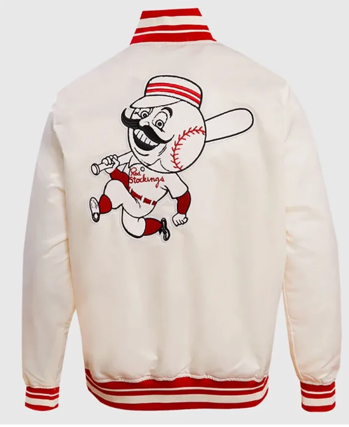 Mlb Cincinnati Reds Retro Classic Rib Jacket White Back - Trendy Leather Jackets