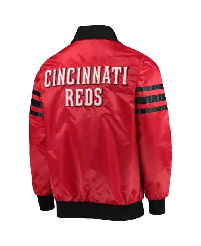 Mlb Cincinnati Reds Starter Red The Captain Ii Varsity Jacket Back - Trendy Leather Jackets