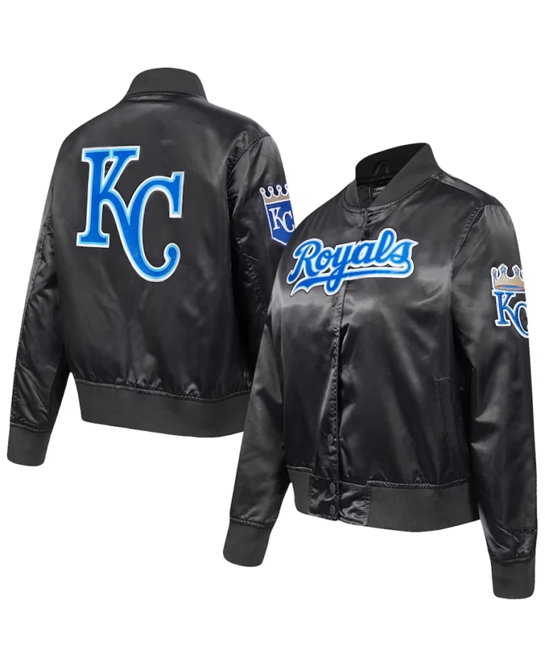 MLB Kansas City Royals Black Classic Satin Jacket - Trendy Leather Jackets