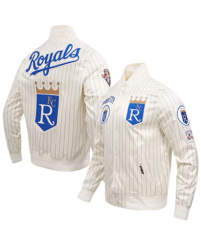 MLB Kansas City Royals Retro Classic Cream Satin Jacket - Trendy Leather Jackets