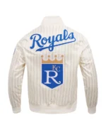 MLB Kansas City Royals Retro Classic Cream Satin Jacket Back - Trendy Leather Jackets