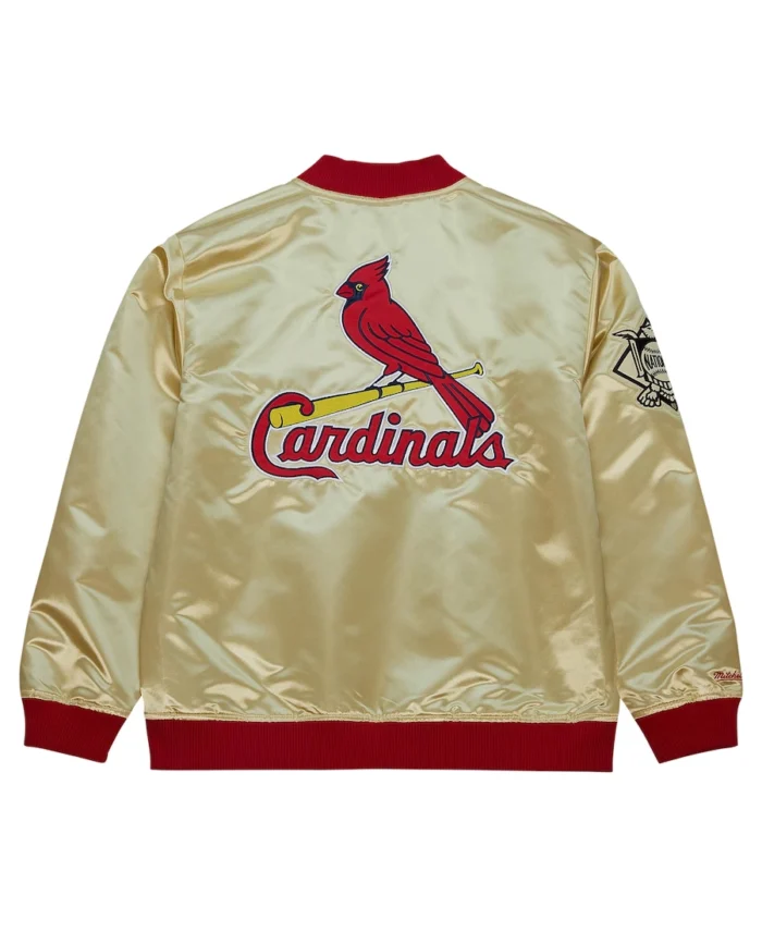 Mlb St. Louis Cardinals Gold Og 2.0 Satin Jacket Back - Trendy Leather Jackets