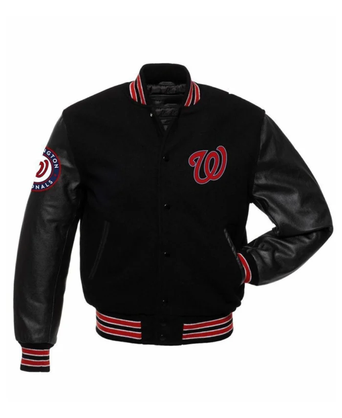 Mlb Washington Nationals Black Letterman Jacket - Trendy Leather Jackets