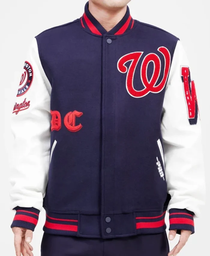 Mlb Washington Nationals Old English Varsity Jacket - Trendy Leather Jackets