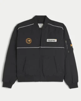 McLaren Graphic Black Bomber Jacket - Trendy Leather Jackets