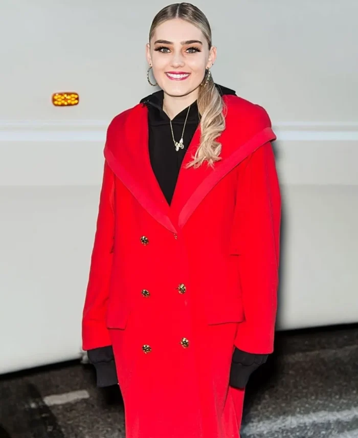 Meg Donnelly 100Th Thanksgiving Red Wool Coat - Trendy Leather Jackets