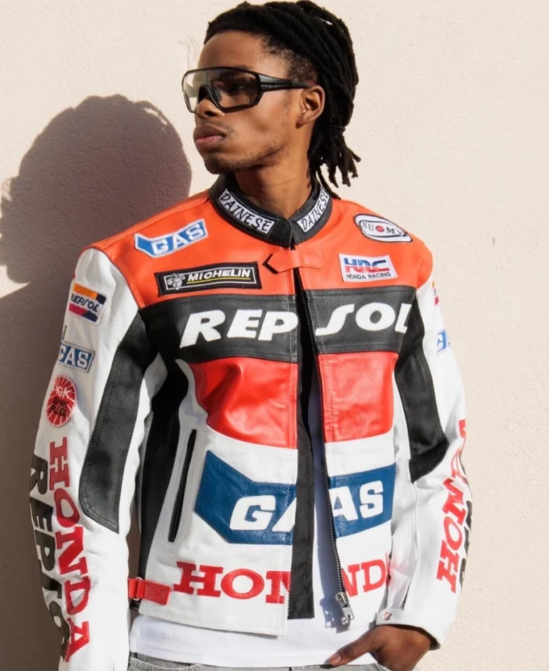 Men’s 90’s Vintage Y2K Retro Racer NASCAR Leather Jacket - Trendy Leather Jackets