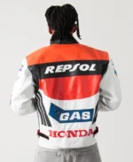 Men’s 90’s Vintage Y2K Retro Racer NASCAR Leather Jacket Back - Trendy Leather Jackets