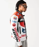 Men’s 90’s Vintage Y2K Retro Racer NASCAR Leather Jacket Side View - Trendy Leather Jackets