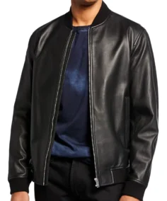Men's Black Bomber Leather Jacket - Trendy Leather Jackets