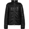 Men's Black Puffer Leather Jacket Fron Side