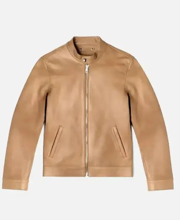 Men'S Cafe Racer Tan Leather Jacket - Trendy Leather Jackets