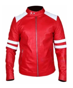 Men's Flaming Red Racer Leather Jacket - Trendy Leather Jackets