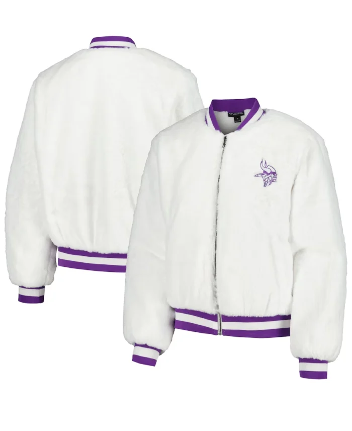 Minnesota Vikings Fur Bomber Jacket - Trendy Leather Jackets