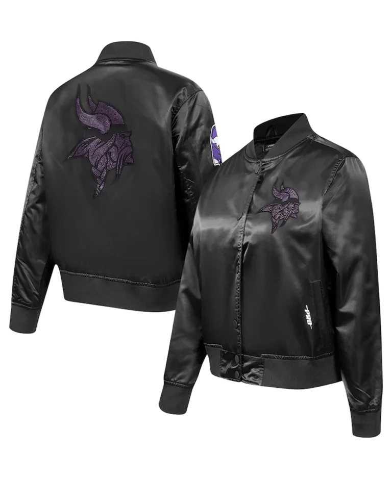 Minnesota Vikings Jeweled Satin Jacket - Trendy Leather Jackets