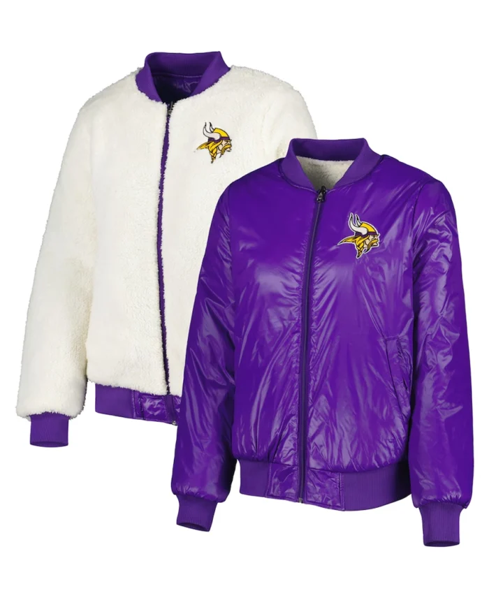 Minnesota Vikings Reversible Fur Jacket - Trendy Leather Jackets