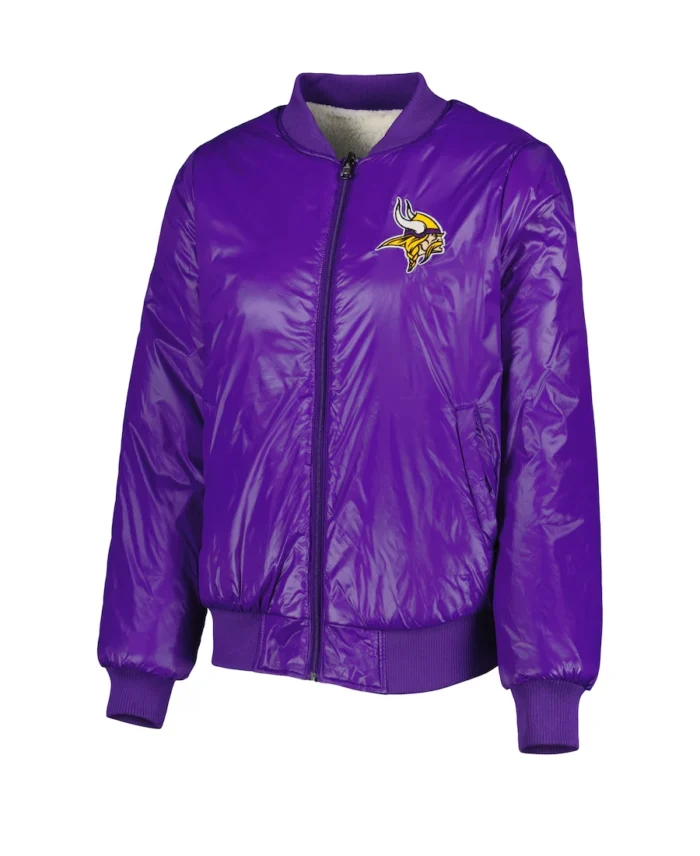 Minnesota Vikings Reversible Fur Jacket Front View - Trendy Leather Jackets