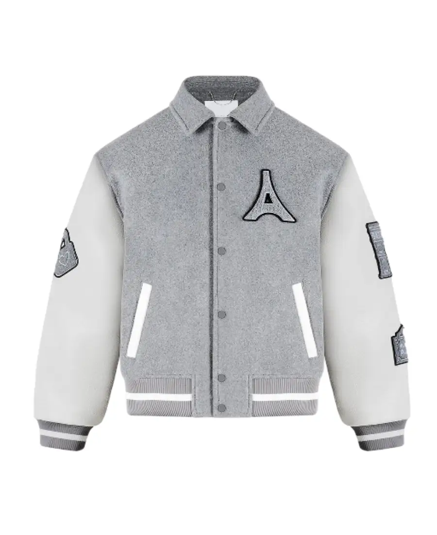 Mona Lisa Wool Blend Varsity Jacket | Trendy Leather Jackets