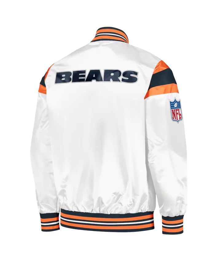 Nfl Chicago Bears Vintage Satin Varsity Jacket Back - Trendy Leather Jackets