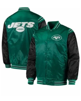 New York Jets Green And Black Satin Jacket - Trendy Leather Jackets