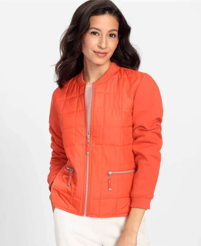 Olsen Mixed Media Orange Jacket - Trendy Leather Jackets