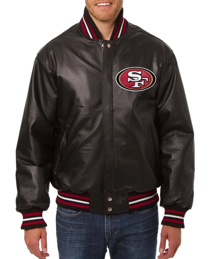 San Francisco 49Ers Jh Design Leather Snap Jacket - Trendy Leather Jackets