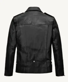 Shop Black Biker Notch Collar Leather Jacket For Men And Women On Sale - Trendy Leather Jackets