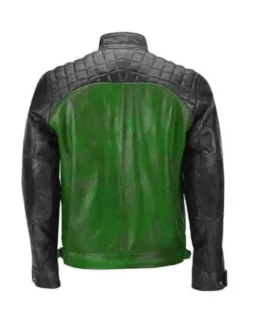 Shop Black & Green Men Biker Leather Jacket For Men And Women On Sale - Trendy Leather Jackets