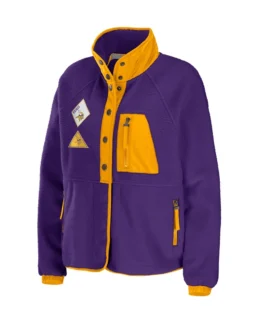 Shop Erin Andrews Minnesota Vikings Polar Fleece Raglan Jacket For Men And Women On Sale - Trendy Leather Jackets