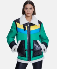 Shop Furniq UK Cracked Green and Black Fur Jacket For Unisex On Sale - Trendy Leather Jackets