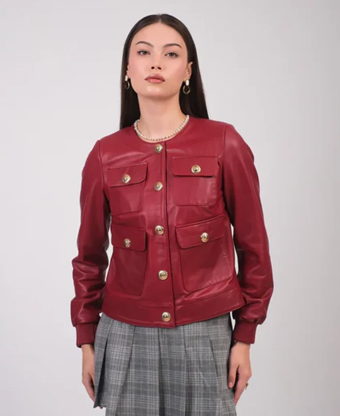 Shop Furniq Uk Red Leather Jacket For Women On Sale - Trendy Leather Jackets