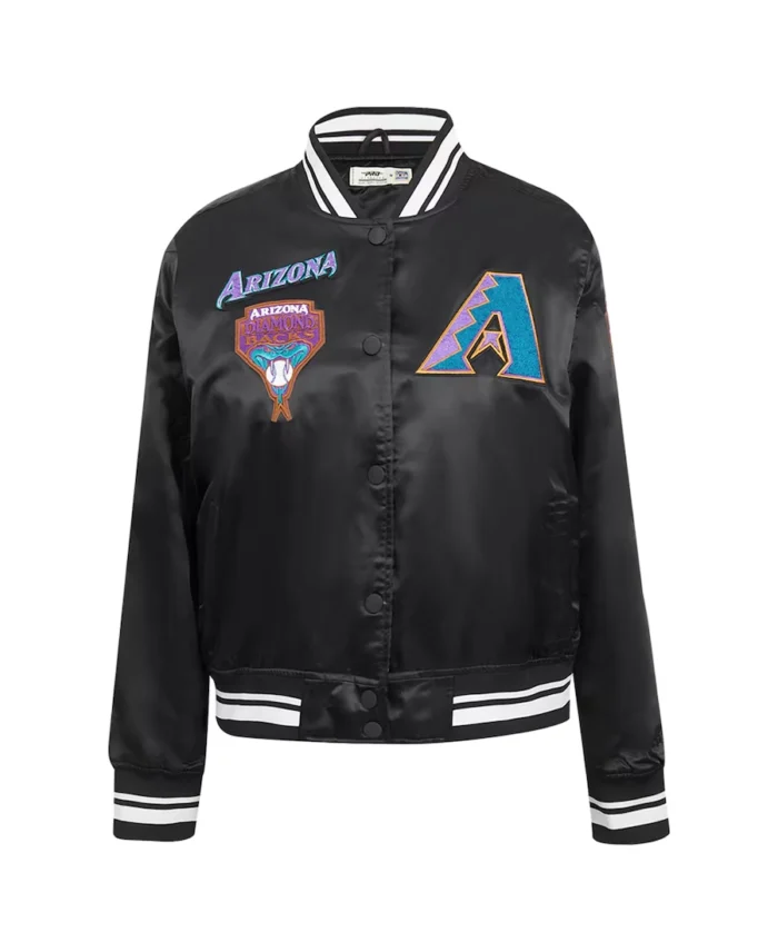 Shop Mlb Arizona Diamondbacks Pro Standard Black Satin Jacket For Women On Sale - Trendy Leather Jackets