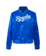 Shop MLB Kansas City Royals Royal Classic Satin Jacket For Women On Sale - Trendy Leather Jackets