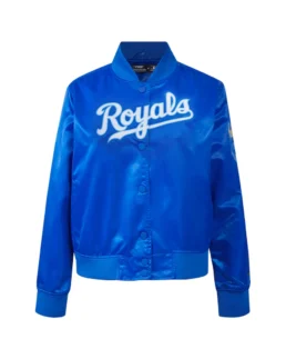 Shop MLB Kansas City Royals Royal Classic Satin Jacket For Women On Sale - Trendy Leather Jackets