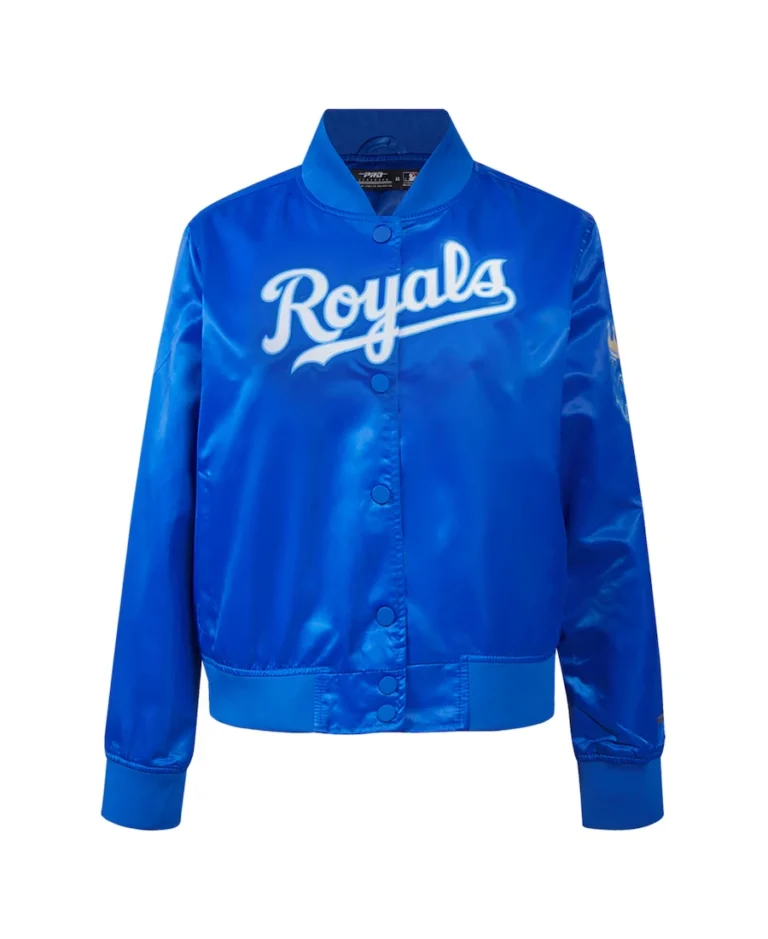 Shop MLB Kansas City Royals Royal Classic Satin Jacket For Women On Sale - Trendy Leather Jackets